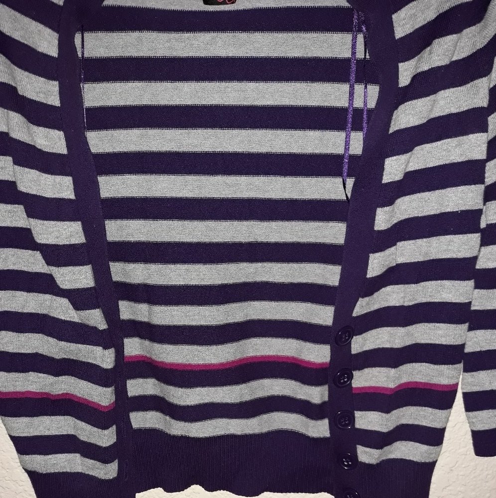 Purple Striped Cardigan